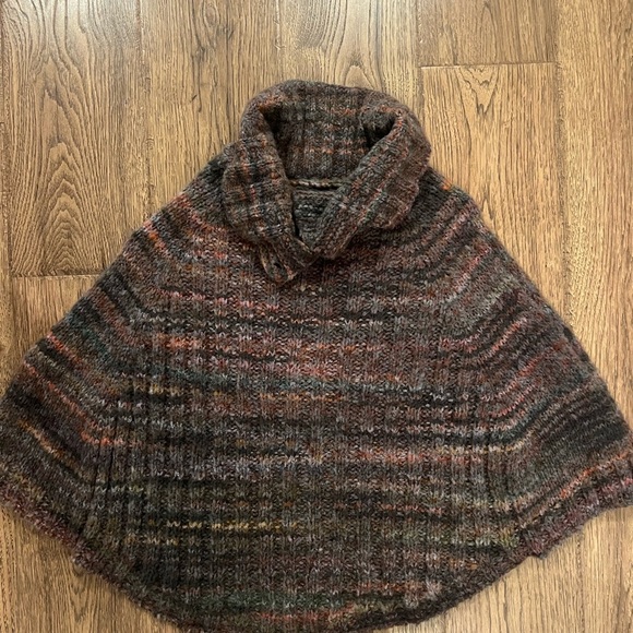 Maison Pholya Wool Blend Cowl Neck Poncho Sweater LXL Made in Italy Anthro - Picture 2 of 6